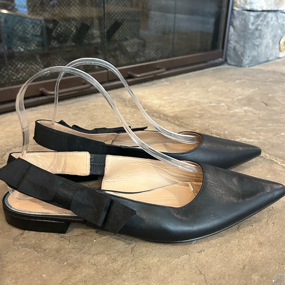 Paolo Elegant Black Leather Slingback Flats - Picture 4 of 9